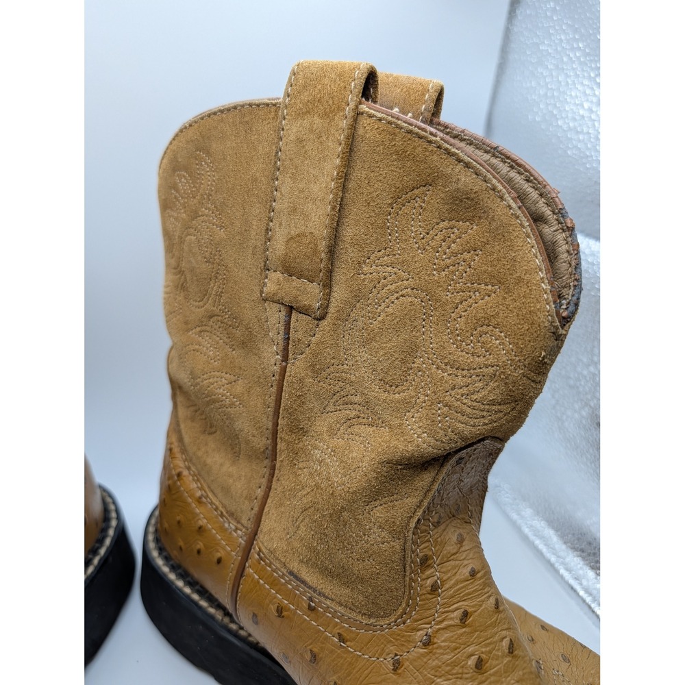 Ariat Fatbaby Womens 9.5B Western Boots Faux Ostrich Suede Tan Brown - Picture 7 of 16